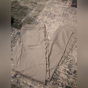 Women's Tan Jeans with Button Detailing